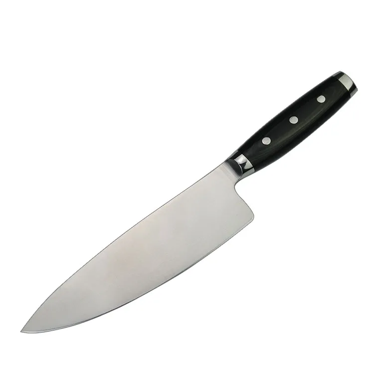 8 inch high carbon Switzerland Sandvik 14C28N stainless steel kitchen chef knife with G10 handle