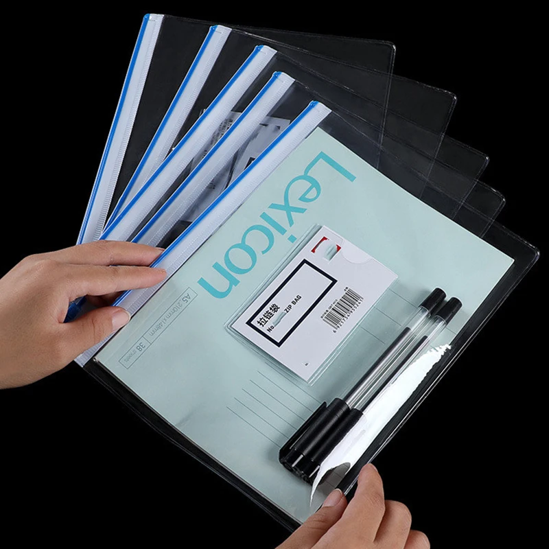 Clear Plastic Envelope Zip Closure Organizer A4