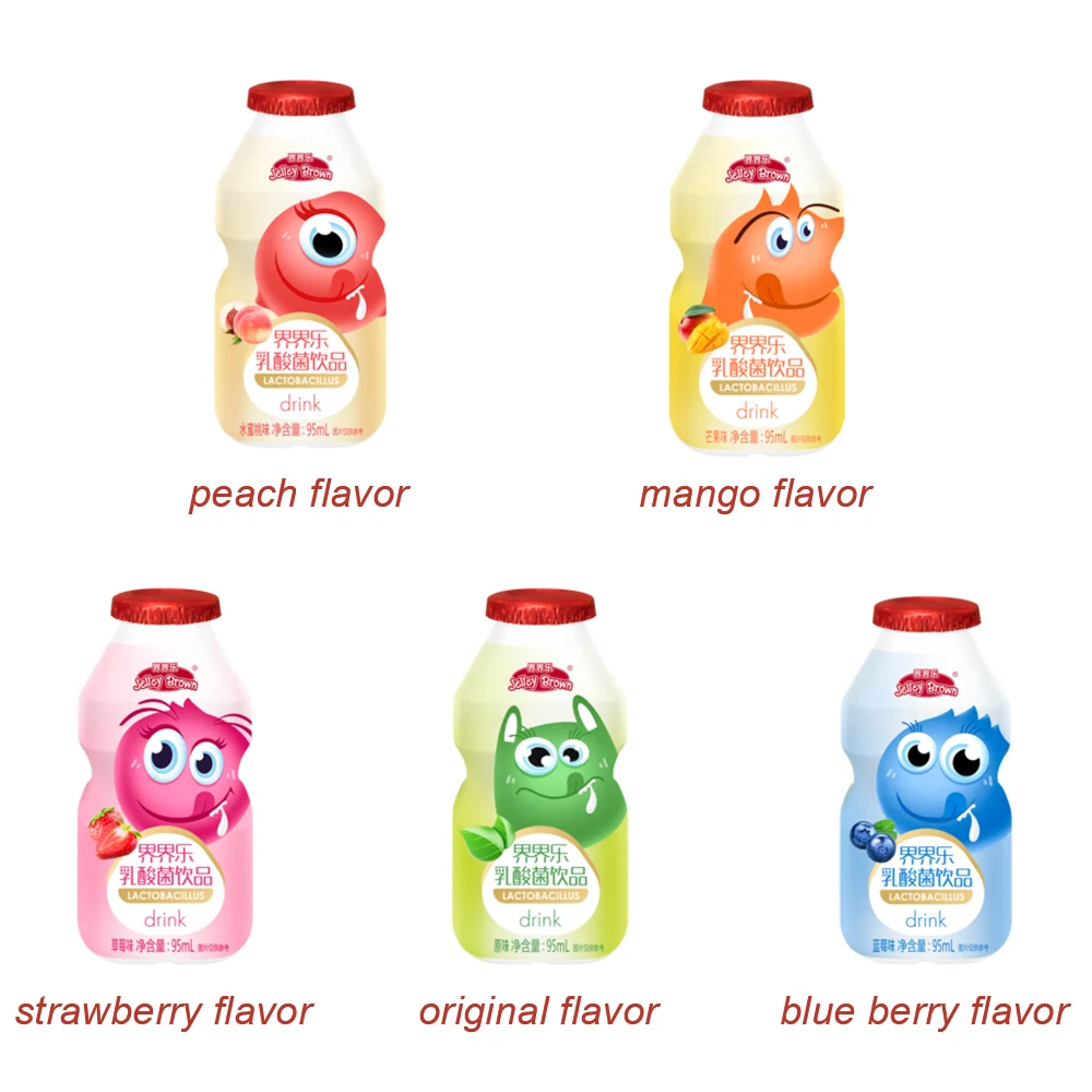 Jelley Brown Strawberry Peach Juice Milk Fermented Probiotics Dairy Drink