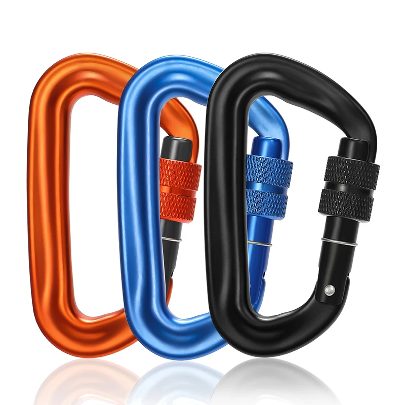 JRSGS Custom Hiking Outdoor Small Safety Snap Hook Clip logo Screw Locking Aluminum Alloy Carabiner S7802B