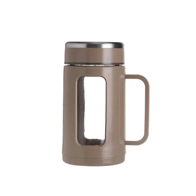 Eco-friendly Glass Cup With Plastic Sleeve And Handle Business Sample Style Heat Resistant 450ml Customized Logo