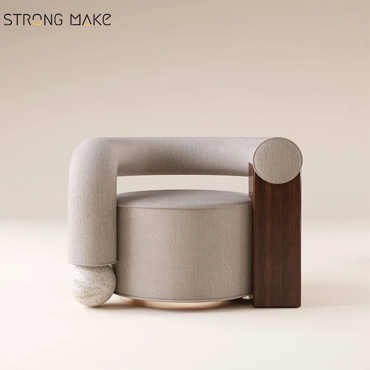 Modern Luxury Accent Wooden Single Chairs Furniture Contemporary Living Room Occasional Velvet Leisure Lounge Chair With Arm