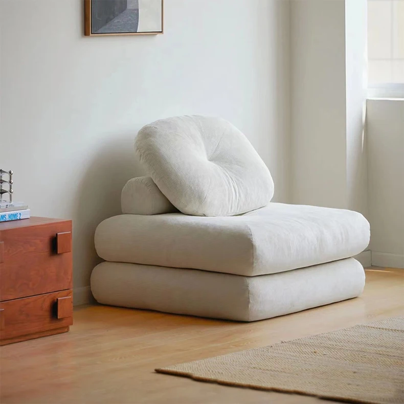 ATUNUS Futon Upholstered Sleeping Reading Couch Sofa Korean Bedroom Furniture Corduroy Fabric Floor Modular Sectional Sofa Set