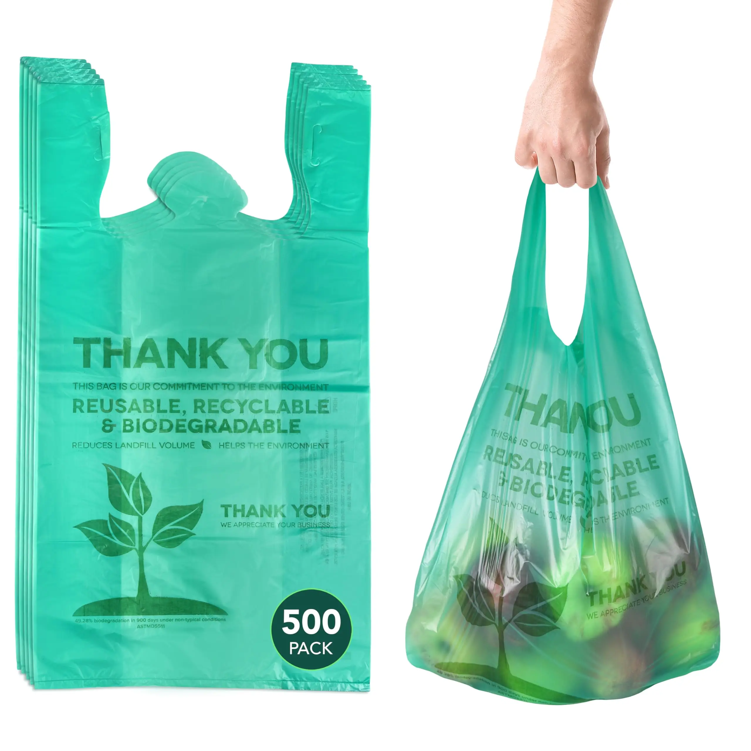 YC Manufacturer Custom Take Away Shopping Bags Wholesale Biodegradable T Shirt Shopping Plastic Package Carton PLA