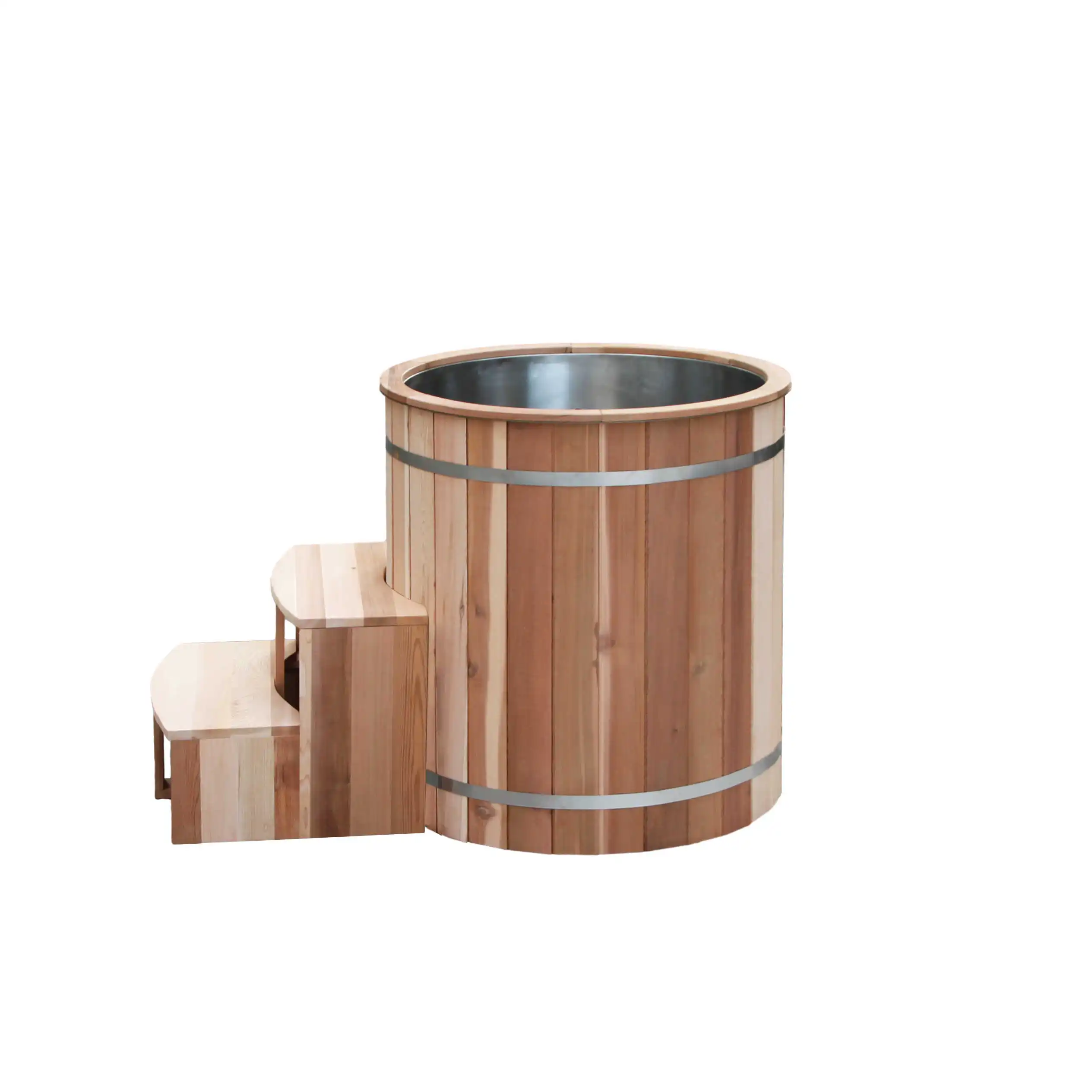 Wooden Outdoor Ice Bucket Bath Wood Cold Plunge Tub Stainless Steel Liner Ice Bath With Lid For Sale