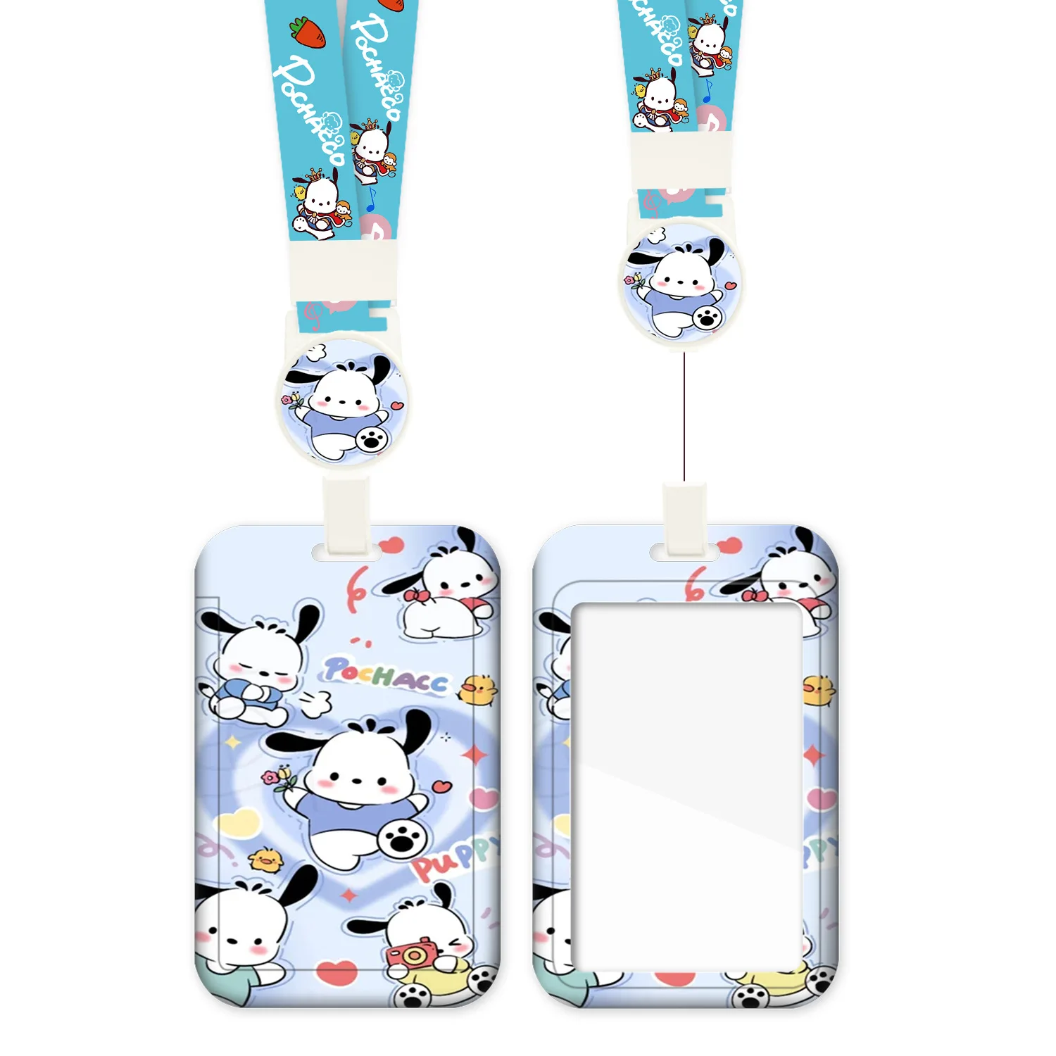 Easy to pull buckle telescopic hanging rope Anime KT Card Holder Lanyard Anti-Lost Name Badge Bus Work ID Card Case with Lanyard