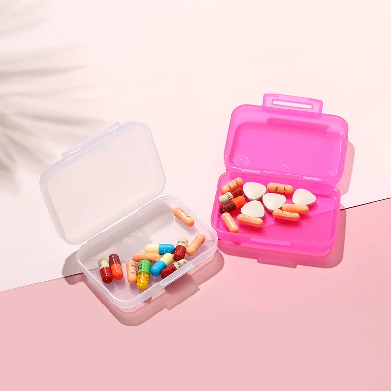 Compact Rectangular Jewelry Box Medicine Case DIY Bead Organizer  Mini Single Grid Plastic Storage Container