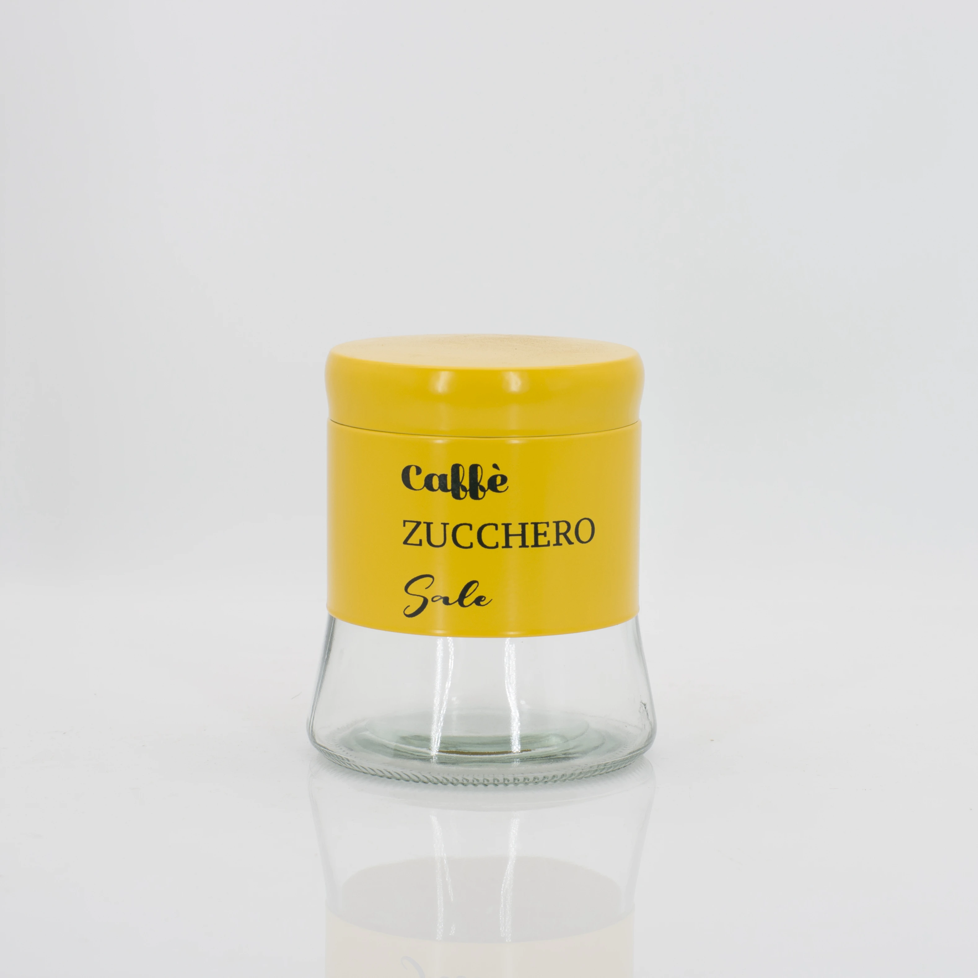 Wide Mouth Glass Jar Airtight Food Storage Container Coffee Tea  Sugar Stainless Steel Coated Jars Set
