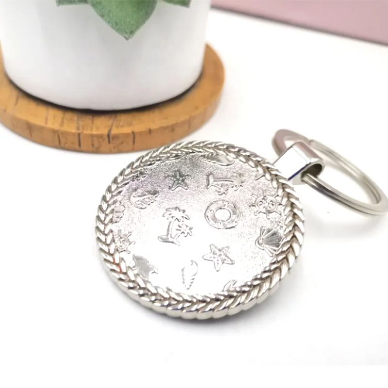 High quantity Hot Sale Custom design key Chains round shape zinc alloy blank  with epoxy foil Metal Keychain for souvenir gifts