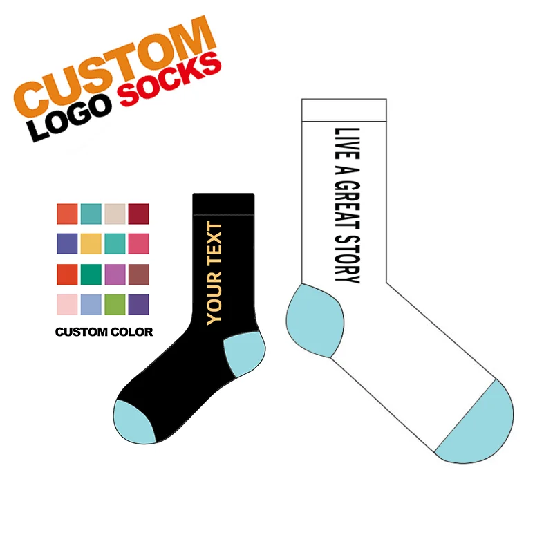 Custom Logo  No Minimum Order Design Own Fashion Embroidery Jacquard unisex Sports Cotton Crew ankle socks manufacturer
