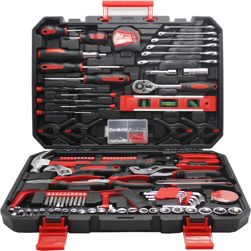 hot selling 158 pcs tool sets of household manual combination tool set dual-purpose wrench tool set thickened toolbox vde