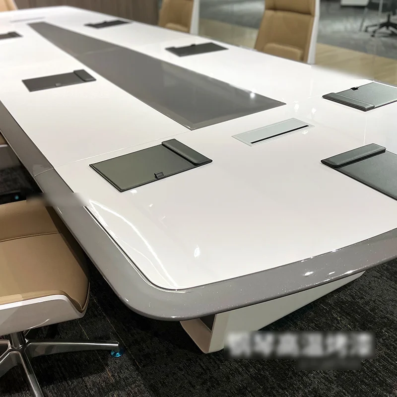 Modern Meeting Room Office Desk 12 Feet Conference Room Multi Person Wooden Big Conference Table And Chairs