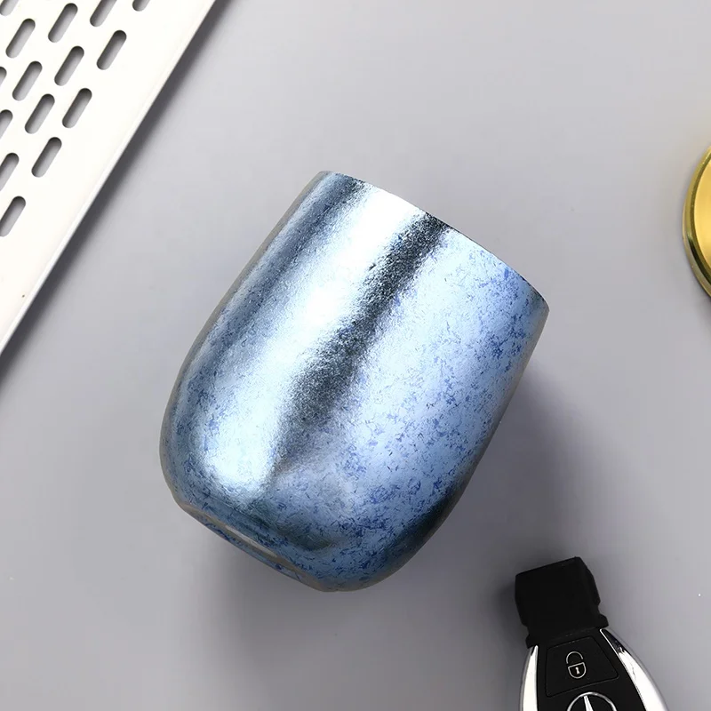220ml Lightweight Colorful Double Wall  Titanium Stemless Wine Cup Mug
