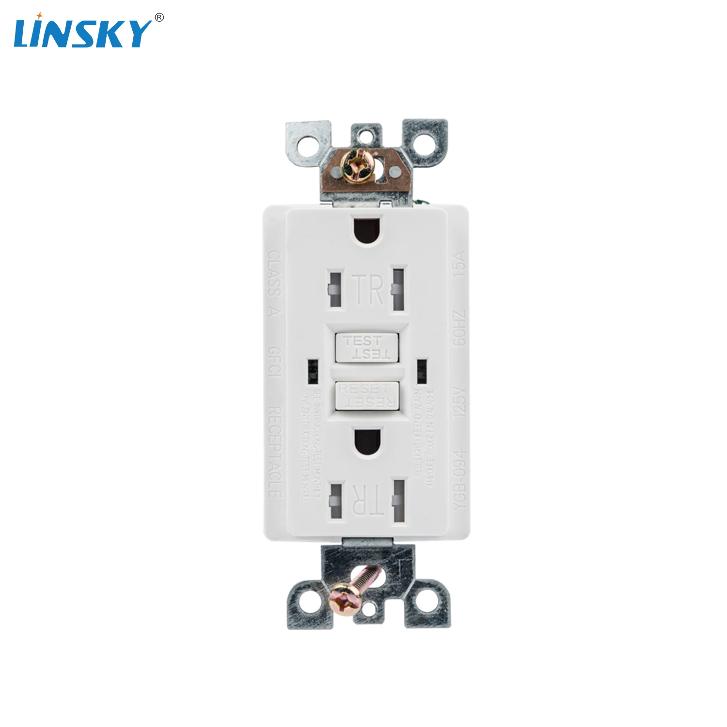 Штепсельная розетка Shanghai Linsky 125 Вольт 15Amp GFCI стойкие к вскрытию светодиодный индикатор декоративные настенные пластины и винты в комплекте белого