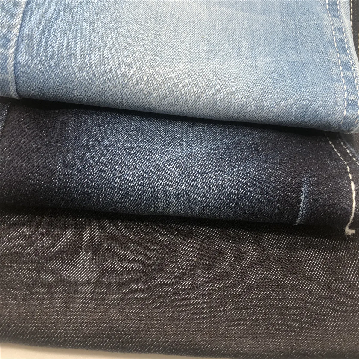 9.25oz blue black col cotton sorbtek repreve stretch denim fabric 8300 meters in stock
