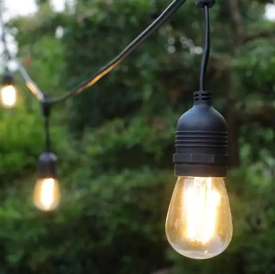 HOT E26 Sockets S14 48FT LED Bulb Waterproof Holiday Christmas Outdoor Indoor Commercial Party Decorative Patio String Lights