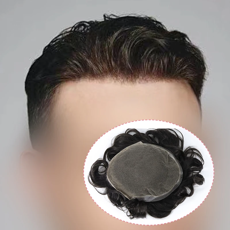 Эмеда супер тонкий парик 0 02-0 03 мм мужской V-Loop для замены волос 100% человеческие индийские волосы PU Тип