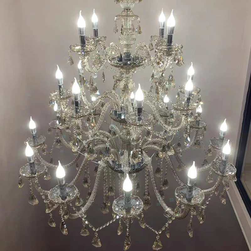 China Wholesale Stairway Clubhouse Custom Project Luxury Crystal Led Chandelier Lamp
