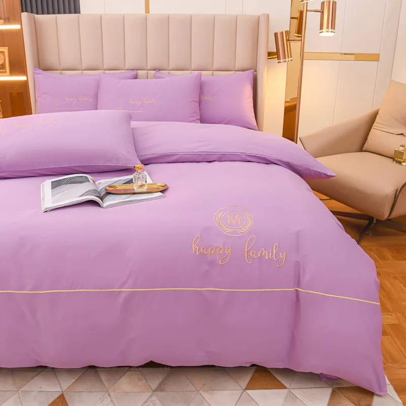 tradition design luxury sheet sets bedding wholesale duvet cover embroidered 100% cotton  4pcs bed sheet  with pillow case set