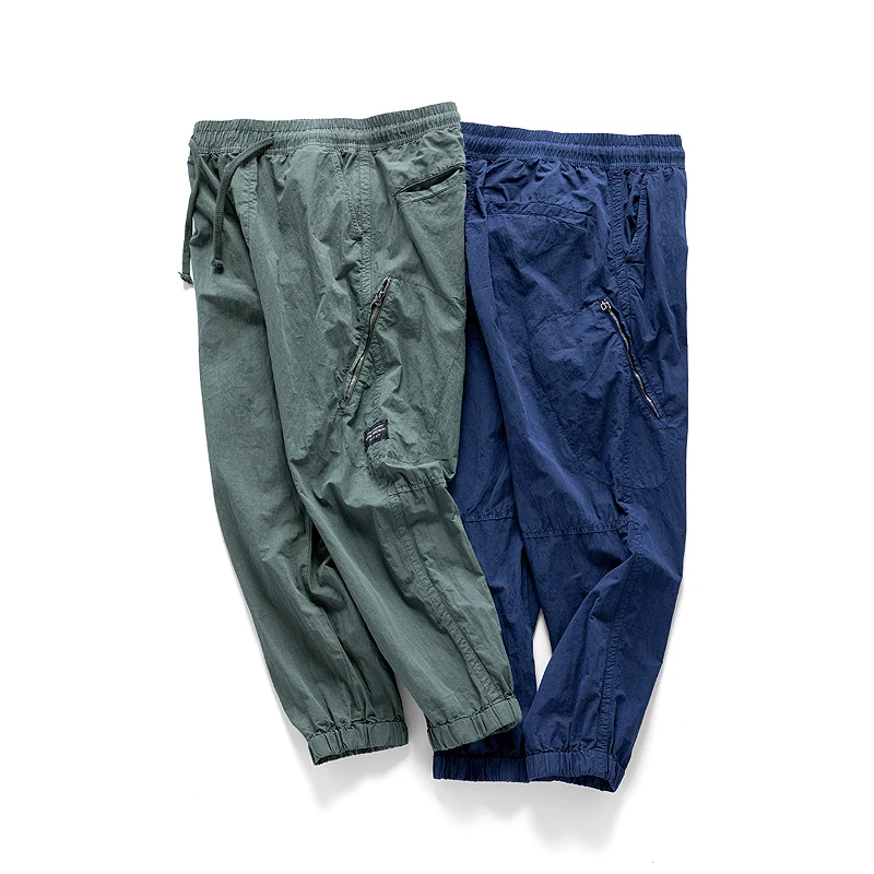 SABIN custom made fashion elastic waist drawstring windproof men loose fit sport nylon fleece functional cargo jogger sweatpants