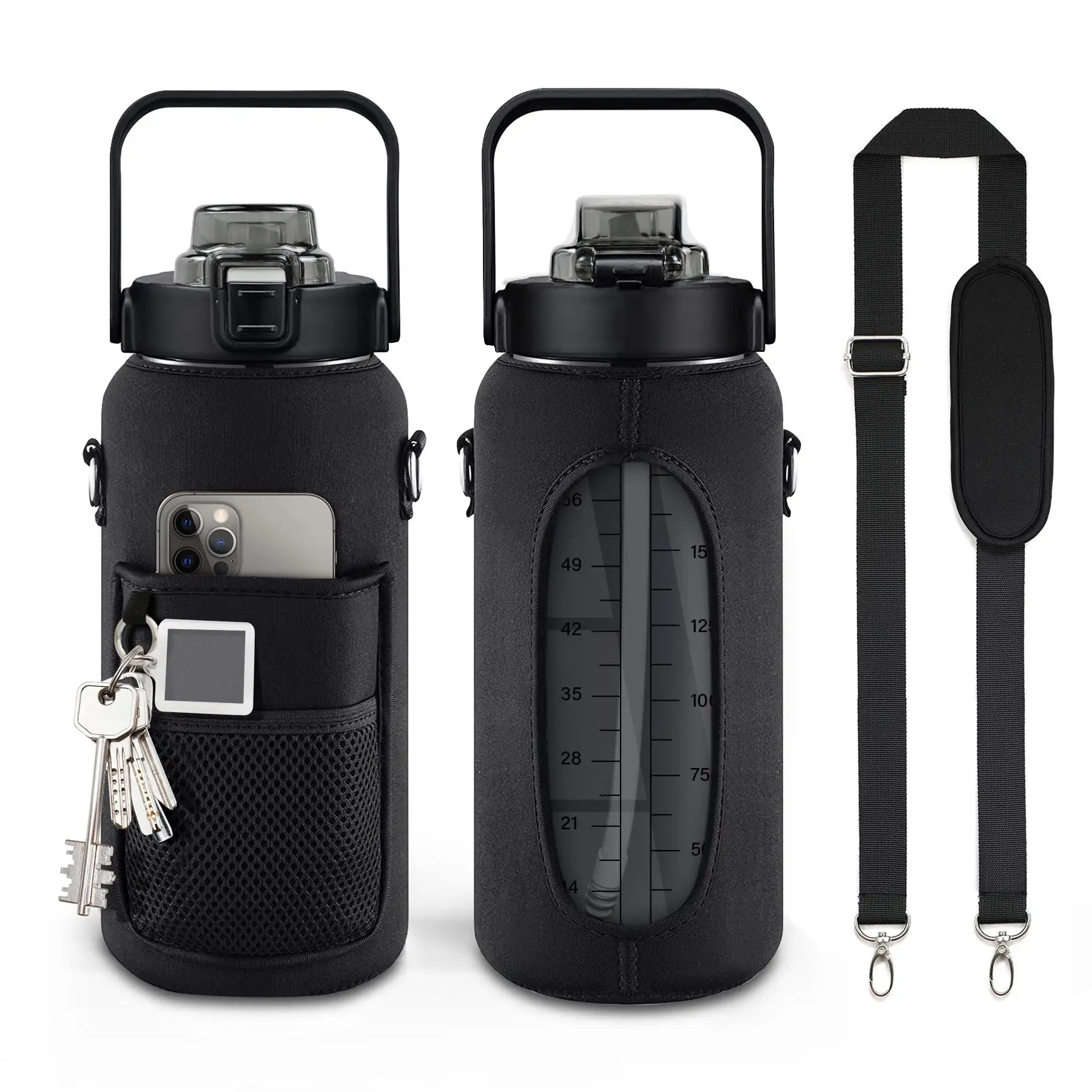 Gallon Water Bottle With Time Marker 1/2 Jug Motivational Water Bottle Big Reusable Water Bottle