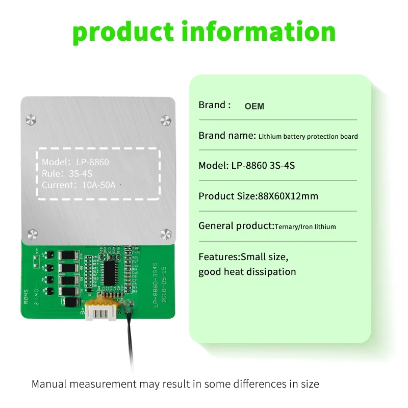 3s 4s 20A 30A 40 A 50A 12V lithium battery BMS battery protection board for UPS portable power station solar storage system