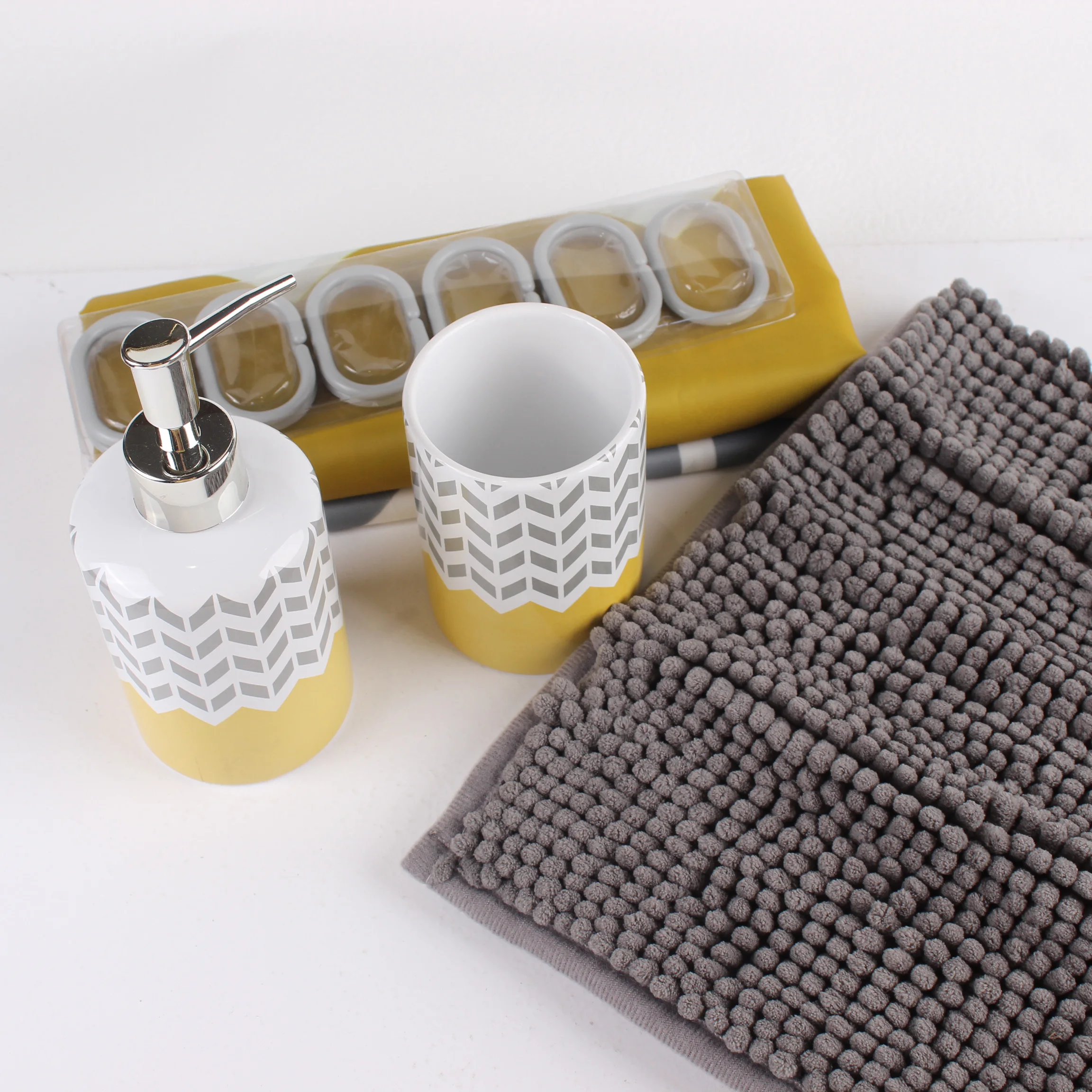 Bathroom Decor Set Ceramic Bathroom Accessories Shower Curtain Set For Bath Gift Set