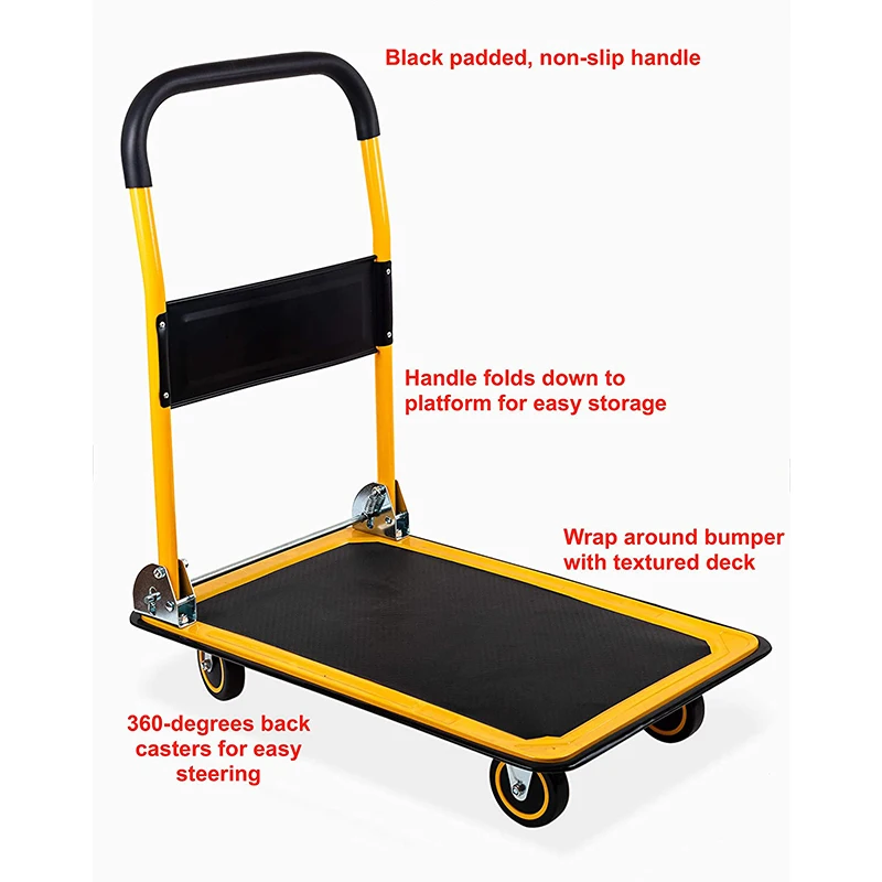 Platform Hand Trolley Heavy Duty Push Cart Dolly Moving Platform Hand Truck 4 Wheel Trolley Platform