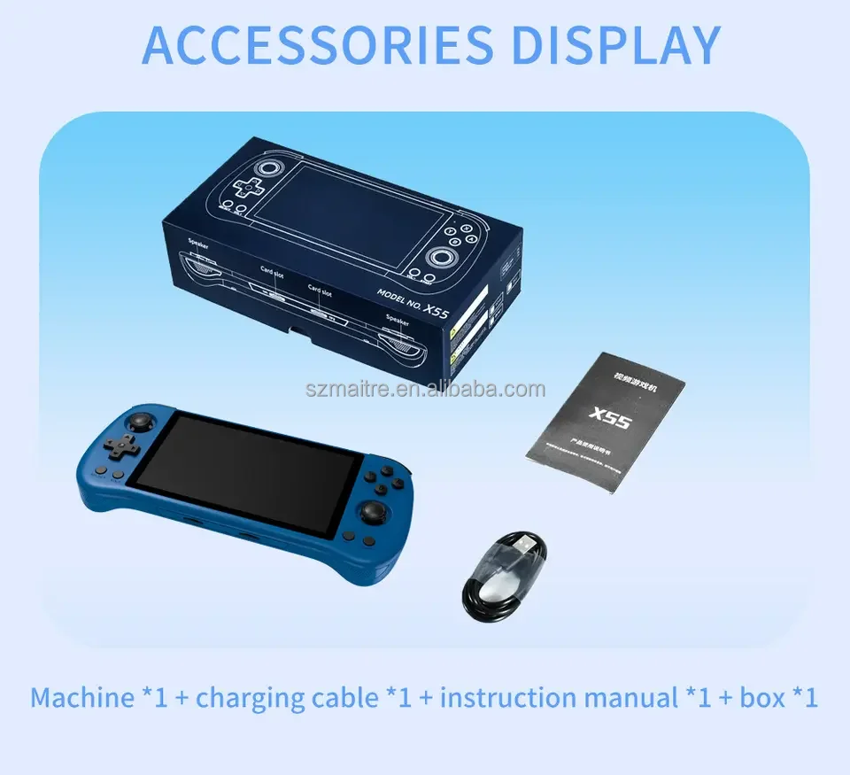 Newest X55 Handle Gaming Player Video X55 Model Powkiddy Classic 5.5 INCH IPS Consola Pre-install Games Supporting Controller