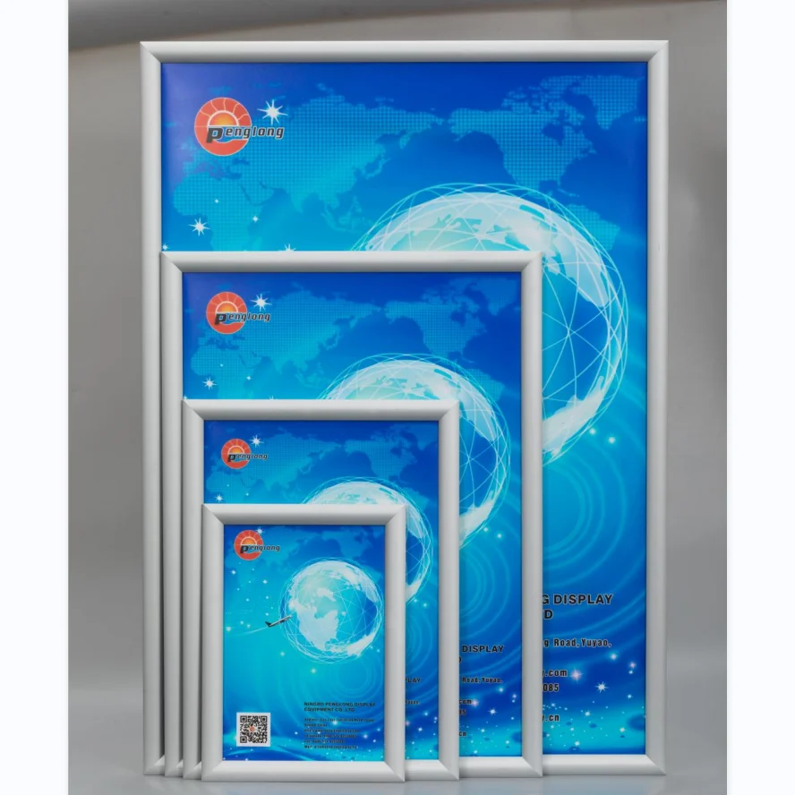 25mm profile silver anodized snap frame aluminum click open A0/A1/A2/A3/A4/A5 picture photo frame for advertising