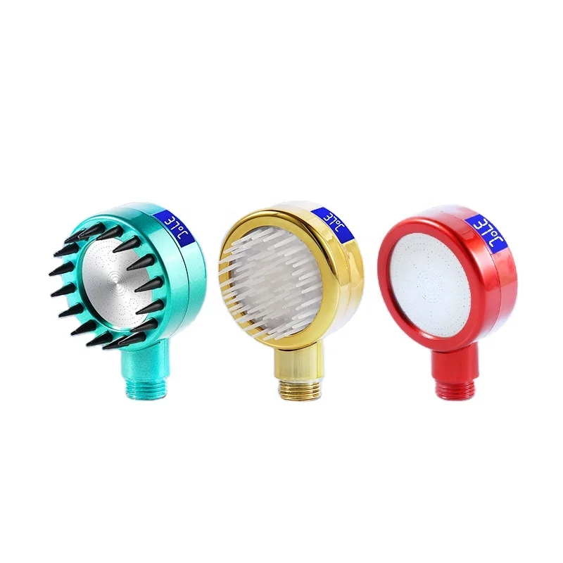 Multi Color Led Temperature Sensor Shower Head Gold Hair Shower Massager Beauty Salon Equipment with Logo