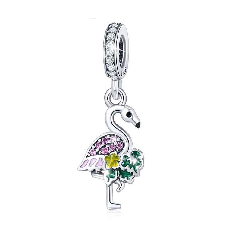 925 sterling silver flamingo shape animal charms wholesale