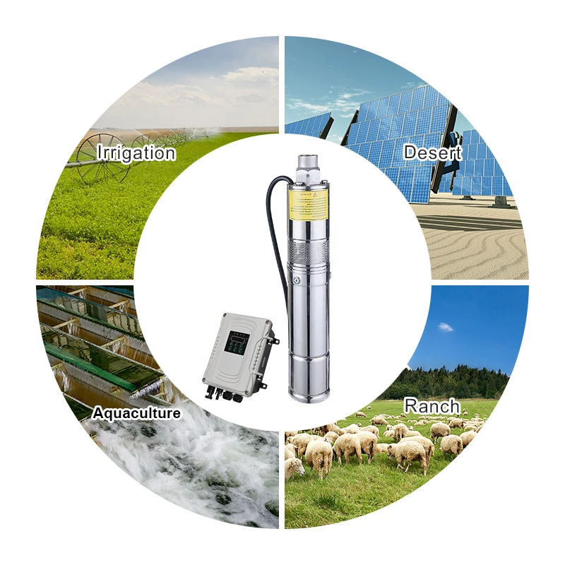 50 meters of solar water pump of deep well  dc24v 140watt solar submersible pump 3 inch screw bldc motor solar power pump