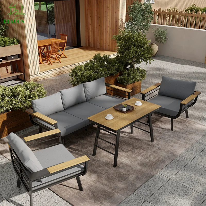 Simple Design Morden Sofa Set Luxury Outdoor Aluminum Furniture Hotel Restaurant Garden Waterproof Sofa Set