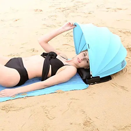 Pop Up Portable Adjustable Beach Sun Shade Canopy, Instant Outdoors Beach Tent, Mat, Shelter with Carry Case