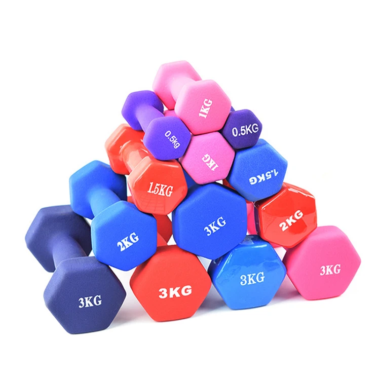 ZHOYA SPORT Customized Cheap Weights Gym Equipment Fitness Small Adjustable 2.5kgs Pink Neoprene Coated Hex Dumbbell Set