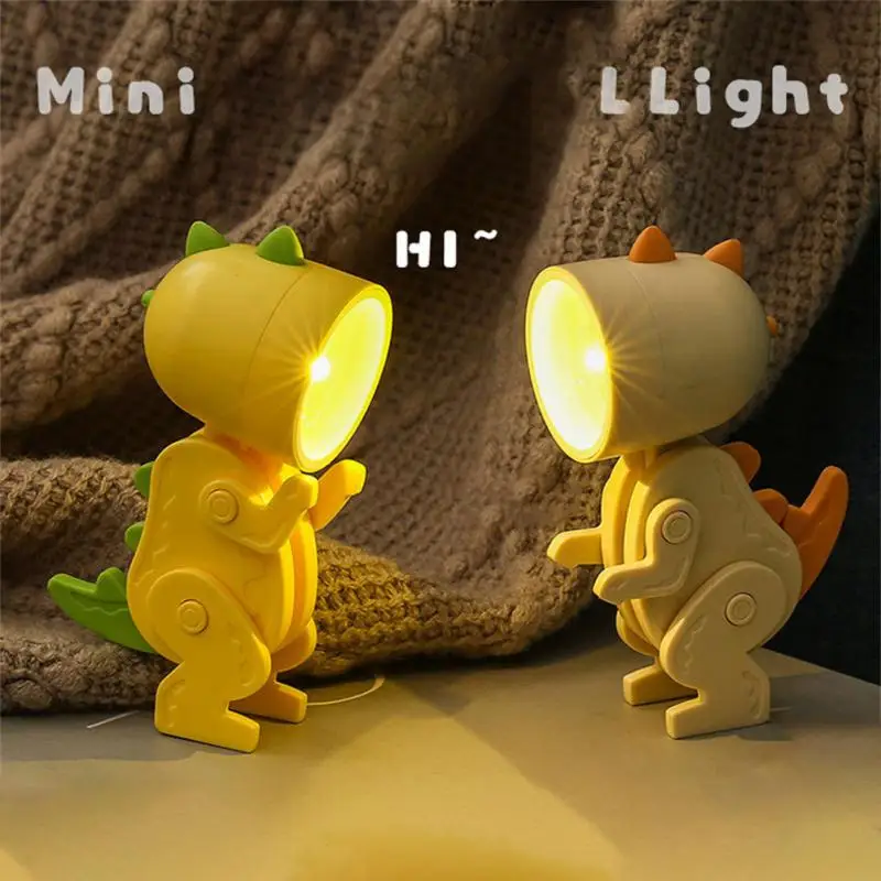 High Quality Mini Dinosaur Night Light Cute Dinosaur Design Folding Table Lamp Battery Powered For Bedroom Living Room Decor