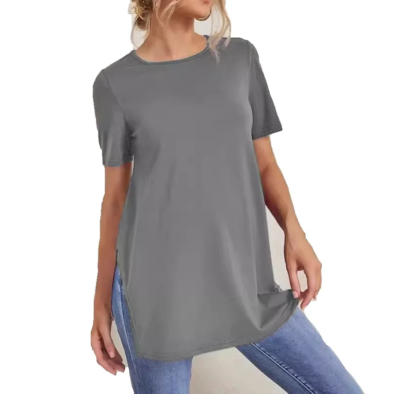 Maternity Tops Solid Pregnant Short Sleeve Breastfeeding Blouse Top Pregnancy Shirts Women Soild Colour Summer Maternity Tee