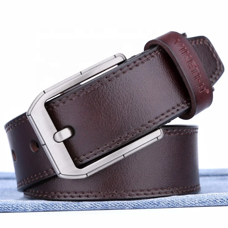 IGM Brand hot sale mens cowhide genuine leather pin belt buckle wholesale real leather belt