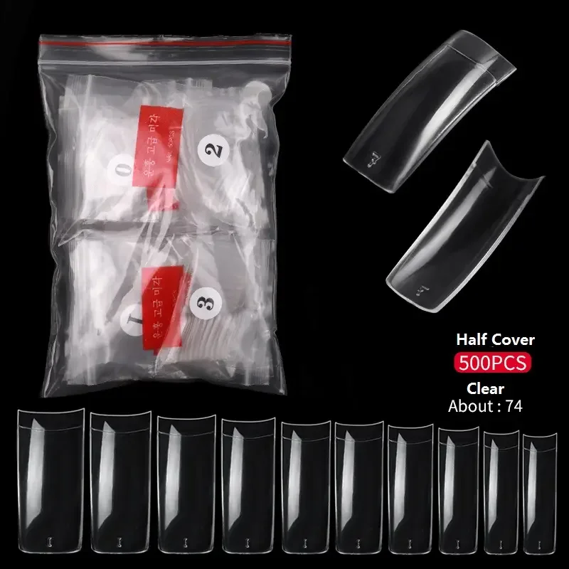 500 pieces/bag Manicure French Half Full Nail Polish False Natural and Transparent Nail Tips for Nail Salon