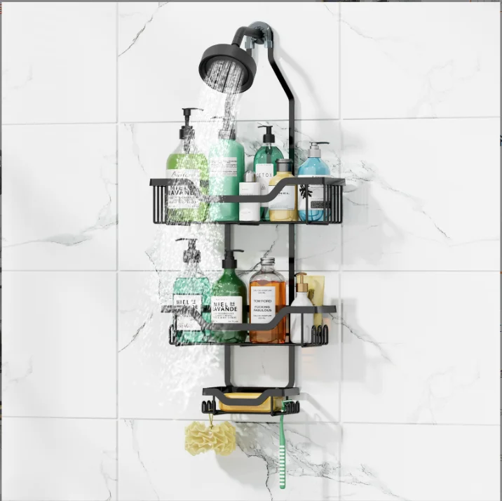 Bathroom shower rack toilet shower storage rack bathroom wall shelf without punching