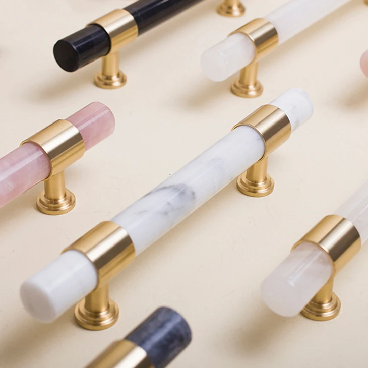 AIMINO  RTS  Pink Grey Green White Marble Handle Kitchen Handles Marble Knobs