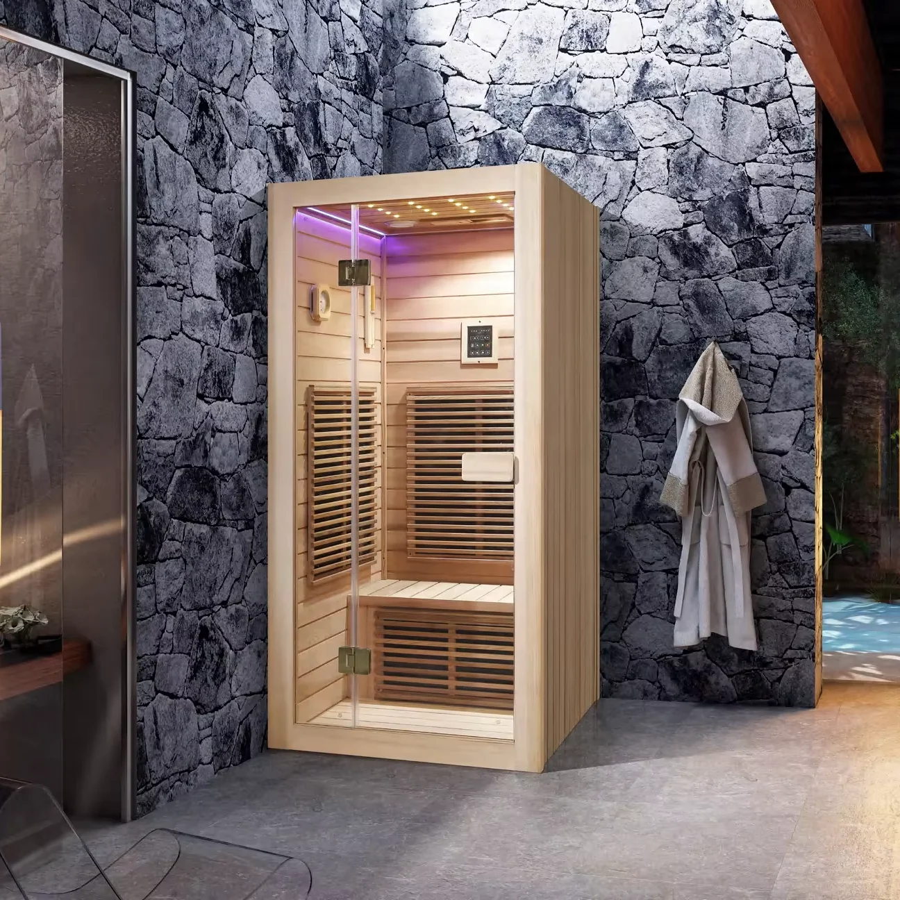 wholesale price 1-2 Person Indoor outdoor traditional sauna cabin with stove for sale