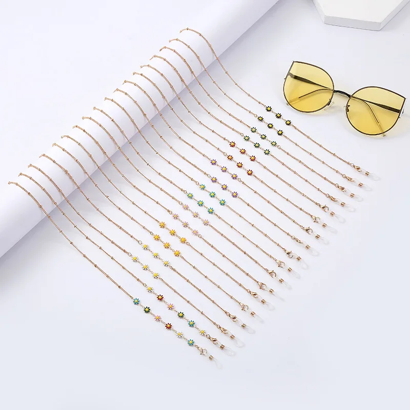 New Sunglass Frames String Strap Metal Eyeglass Retainer Eyewear Holder Fashionable Pearl Flower Metal Glasses Chain for Women