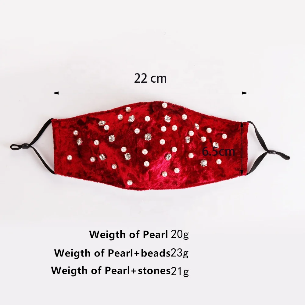 Моющийся блестящий чехол для лица MIO Pearl со стразами Модный Блестящий маскирующий вечеринки черный красный