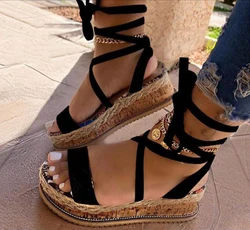 Women Sandals  Summer Snake Wedge Shoes Ethnic Print Fashion Casual Lace Up Women Shoes Beach Ladies Plus Size Shoes Sandals