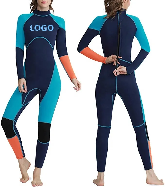 Women 3mm Neoprene Full Body Long Sleeves Scuba Diving Suits Back Zipper Swimsuit for Scuba Diving Surf Snorkeling Swimming