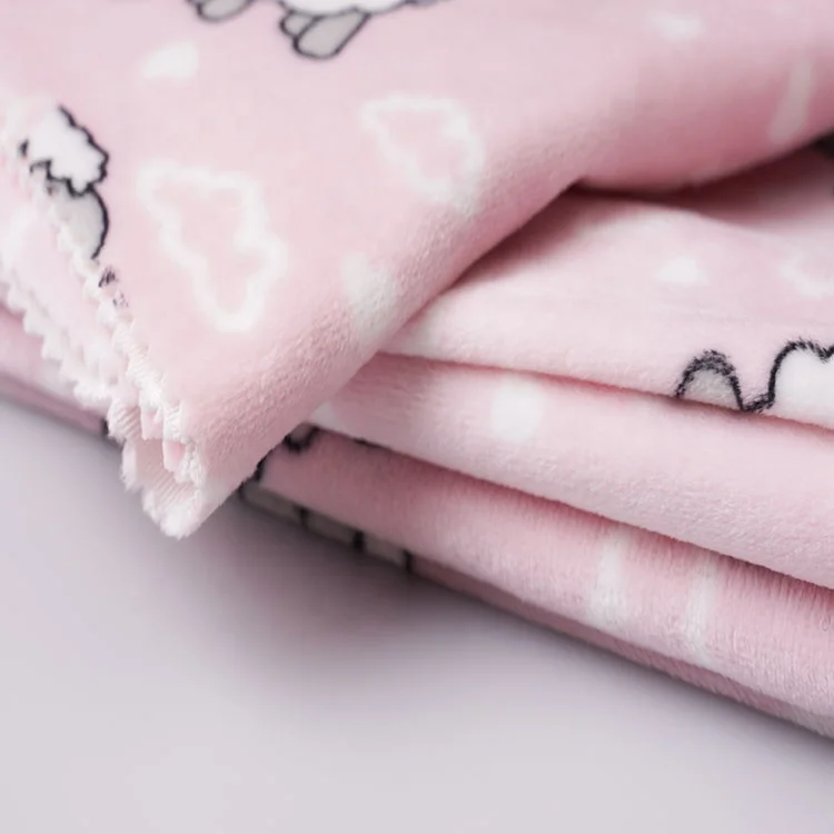 Polyester Super Soft Printed Upholster Sofa Baby Blanket Quilt Velvet Fabric