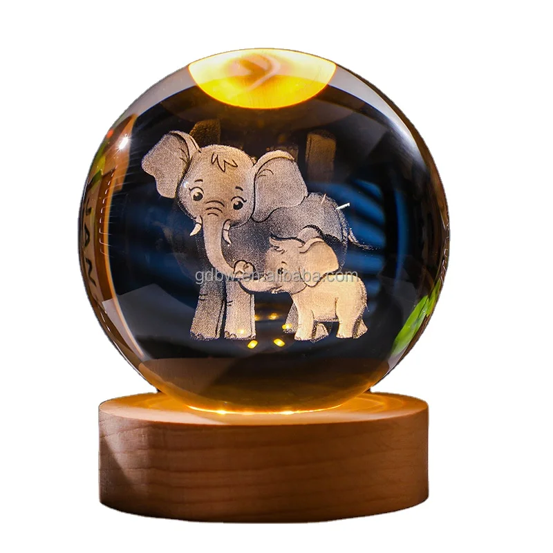 3d elephant Crystal Ball Multicolor Night Light Deco Lamp For Birthday Christmas Day Gifts