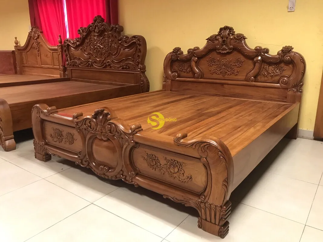 Королевская роскошная кровать/классическая двойная спальня из натурального дерева